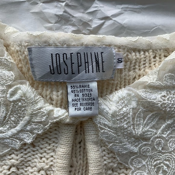 Vintage Knit Sweater, S, Cream, Cotton & Ramie, Good Condition - Picture 5 of 8